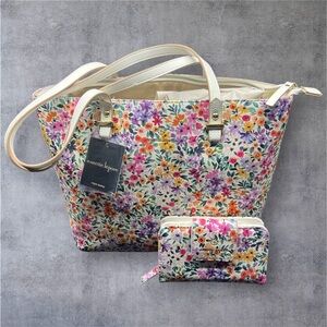 Nanette Lepore Floral Purse & Wallet Set NWT Colorful Print Spring